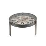 2 In 1 Vasco Map Moving Gears Side Table Floor Clock Silver