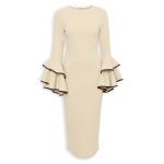 Beige Contrast Sleeve Bodycon Dress