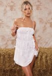 Woven Elasticated Tie Shift Dress - White