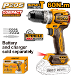 Ingco CIDLI209685 20V Ps+c l B l I Drill 96NM Incl Assy
