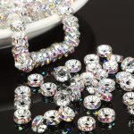 100PCS 8MM Round Spacer Beads Rhinestones For Jewelry Making Loose Spacer Beads For Diy Bracelet Necklace Pendant