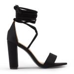 Black Lycra Ankle Tie Sandal
