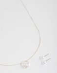 Silver Pearl Open Circle Jewellery Set