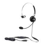 Calltel H650NC Mono-ear Headset - Noise-cancelling MIC + UC2000T Quick Disconnect USB Sound Card Adapter Cable