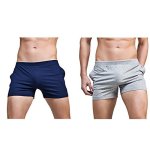 Mens Sandbank Pocket Running Workout Gym Active Shorts Lounge Sleep Bottoms Waistline : 29-32 Inch 2 Pack-navy+grey
