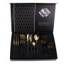 24 Piece Stainless Steel Cutlery Set - Gold/black