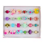 Adjustable Kid Girl Pretend Play Dress Up Jewel Rings Birthday Holiday Gift