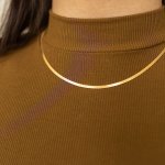 Elegant Vintage Women's Herringbone Necklace - 18K Gold Plated Stainless Steel Collar Choker - Layering Snake Chain For Daily &