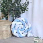 Cot Bumper Braided 3 Strand Blue White And Grey