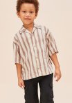 Linen-blend Resort Shirt - Dark Beige striped