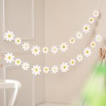 1 Pack Daisy Boho Banner Party Decorations Groovy Party Favors White Daisy Decor Spring Flower Garland Daisy Paper Cutouts For I