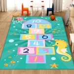 Fine Living Rectangular Crystal Velvet Carpet For Kids - Hopscotch Multicolor