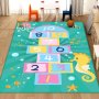Fine Living Rectangular Crystal Velvet Carpet For Kids - Hopscotch Multicolor
