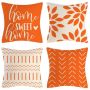 Orange Pillow Covers 18X18 Home Decorative Linen Pillow Case - 4 Piece