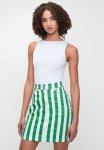 Printed Stripe Stretch Denim Skirt - Greenstripe