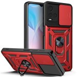For Vivo Y21S Sliding Camera Cover Tpu+pc Phone Case Red
