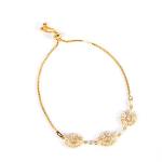 Goldair Gold Daisy Adjustable Chain Bracelet - Gold Clear Crystal
