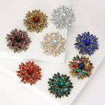 Elegant Rhinestone Flower Brooches Fashionable Office Party Casual Accessory Gift Sparkling Imitation Crystal Pin For Women