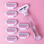 Body Hair Razor Blade For Women 1 Handle 8 Cartridges Three Layers Blades Safety Shaving Razor For Arm Leg And Bikini Hair Remov