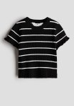 Rib-knit Top - Black Striped