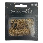 Golden Metal Christmas Tree Hooks 4CM 40PC