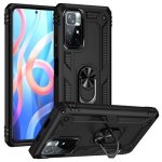 For Xiaomi Redmi Note 11 Shockproof Tpu + PC Phone Case With 360 Degree Rotating Holder Black