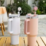 4-PIECE Flower Shaped Straw Covers For Stanley Cup And Tumblers Silicone Lid Cup Accessories Dust-ptoof Top Lid Reusable Drinkin
