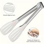 1pc Stainless Steel Slotted Serving Tongs Food Grade Kitchen Utensils Hollow-Out Design For Draining & Oiling Smooth Edges Cooking Tongs For Appetizers BBQ Salad