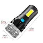 1PC LED Flashlight Powerful 4 LED Flashlight With Cob Side Light 4 Modes USB Rechargeable LED Torch Built In Battery Flashlight