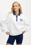 Cotton On Lightweight Fleece Graphoc Polo - White heritage Blue resort Club