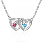 CNE103134 Sterling Silver Entwined Hearts With Birthstones