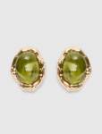 Signature Olive Stone Stud Earrings - 0 Green gold