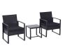 2 Balcony Chairs & Coffee Table Patio Set Outdoor Home Decor - Black