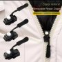 Instant Zipper Repair Kit - 3/6pcs No-Sew Zipper Slider Replacement For Jackets Luggage & Bags Durable With Easy Install Tool Black