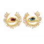 Retro Alien Pupil Ear Drop Zircon Exaggerate Irregular Circular Blue Eye