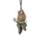 Polyresin Owl On Pinecones 6.5X3.8X11CM