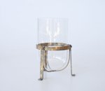 Fat Glass Vase On Metal Stand 22.5CM