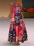 Ethnic Print V Neck Dress Vintage Sleeveless Summer Maxi Dress With Pockets Women's Clothing