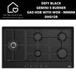 Defy Black Gemini 5 Burner Gas Hob With Wok - 90CM DHG128
