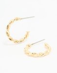 Goldair Gold Textured Twisted Hoop Earrings