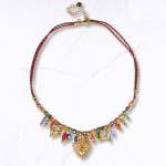 Heart Eye Diamante Choker - Burgundy Free