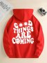 ''good Things Are Coming'' Print Hoodies For Men Graphic Hoodie With Kangaroo Pocket Comfy Loose Trendy Hooded Pullover Mens Clothing For Autumn Winter