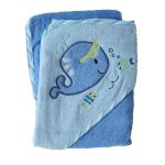 Deluxe Embroided Hooded Towel - Blue Whale