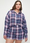 Cotton On Plus Flannel Boyfriend Boxer Short - Toni Check traditional Navy