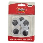 35MM Wiggly Eyes Black And White 6 Piece
