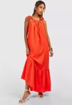 Seersucker Tier Hem Maxi Dress - Burnt Orange
