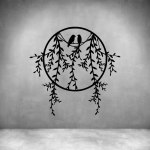 Birds On Branch In Circle - Rust Coat L 450 X H 450MM
