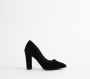 Black Suede Block Heel Court SHOES For Women - 8 / Black