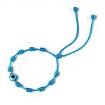 Caiyao Handmade Adjustable Evil Eye Bracelet - Red Black String Knot - Lucky Kabbalah Protection - Blue