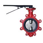 Lug Style Butterfly Valve 200 Psi Ductile Iron Body Buna-n Seat 10-POSITION Handle Red 3"